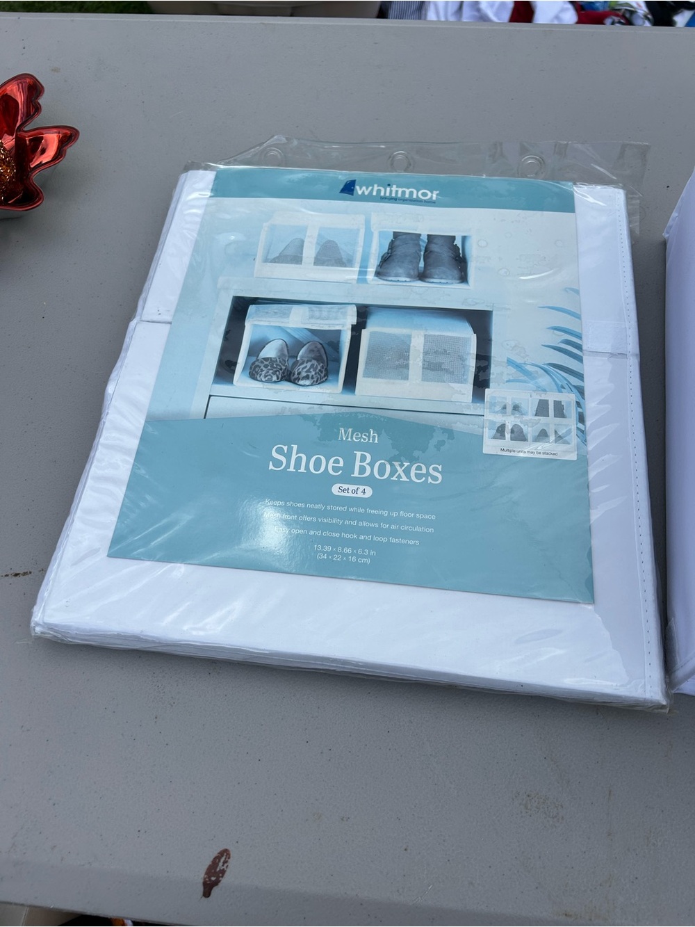 WHIT White Mesh Shoe Storage Boxes - Set of 4